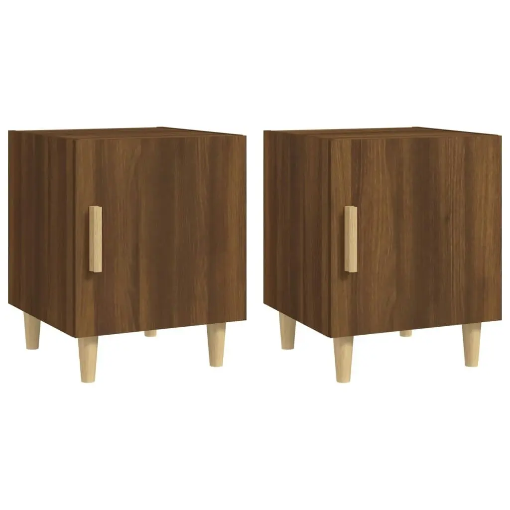 Bedside Cabinets 2 pcs Brown Oak Engineered Wood 817314