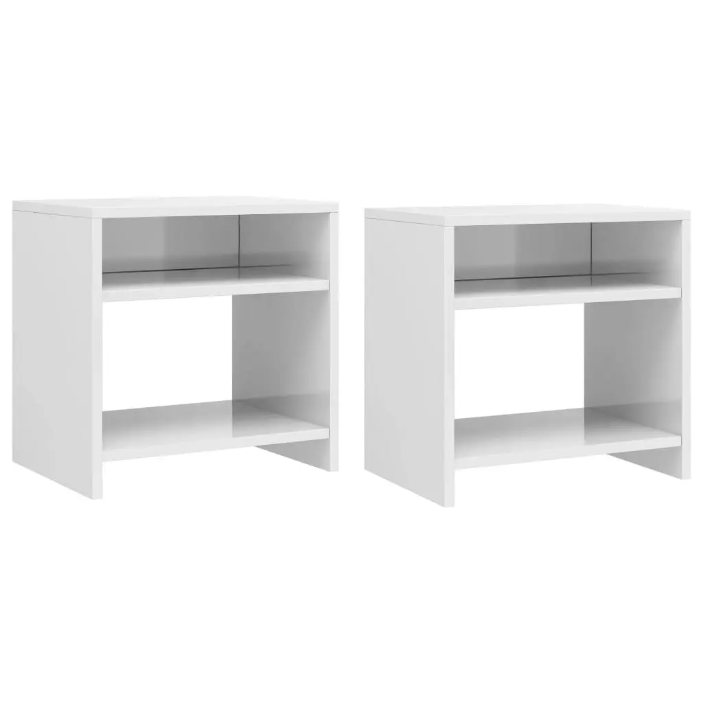 Bedside Cabinets 2 pcs High Gloss White 40x30x40 cm Engineered Wood 800022