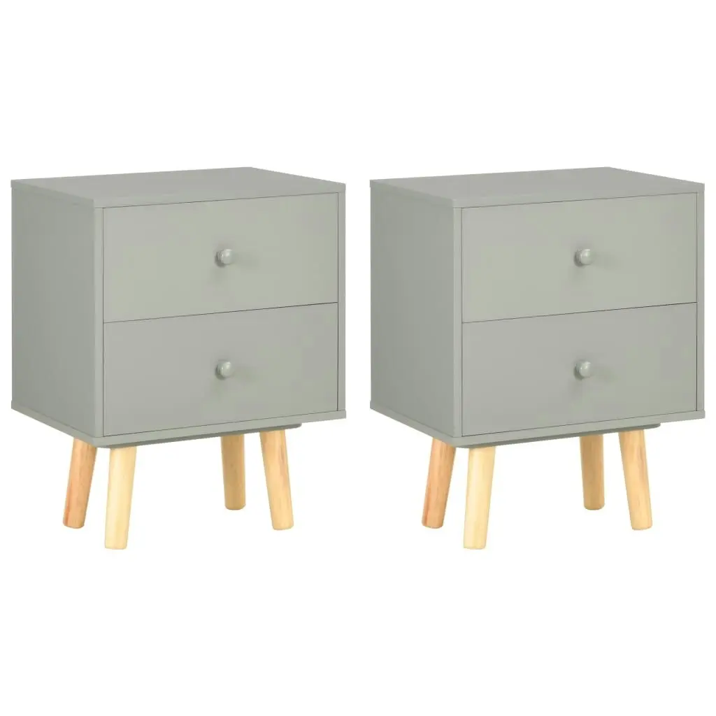 Bedside Cabinets 2 pcs Grey 40x30x50 cm Solid Pinewood 285227