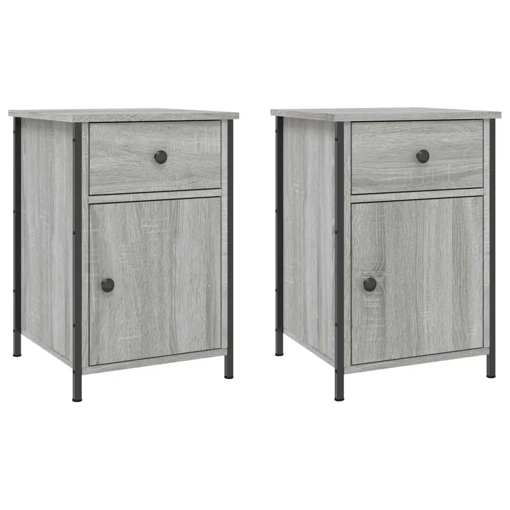 Bedside Cabinets 2 pcs Grey Sonoma 40x42x60 cm Engineered Wood 825910