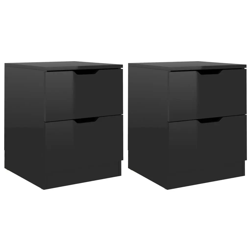 Bedside Cabinets 2 pcs High Gloss Black 40x40x50 cm Engineered Wood 326738