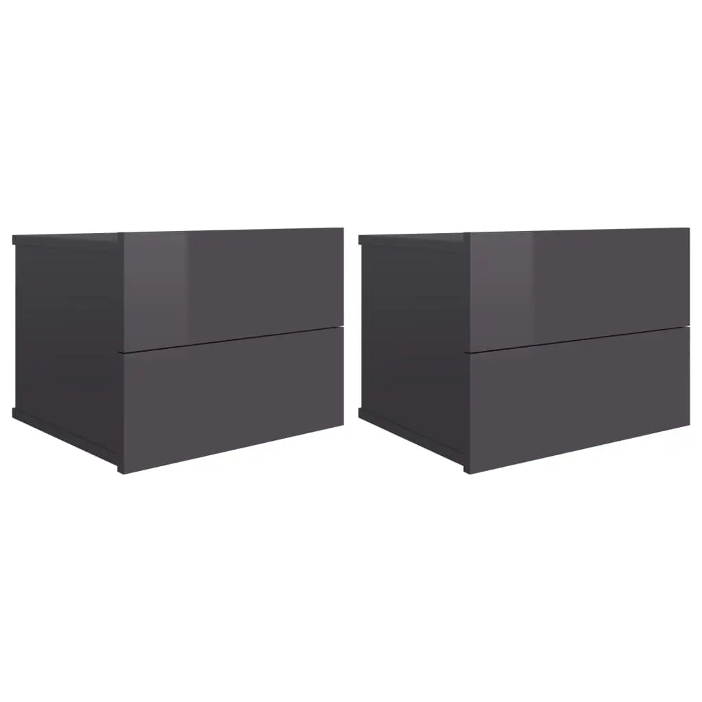 Bedside Cabinets 2 pcs High Gloss Grey 40x30x30 cm Engineered Wood 801070