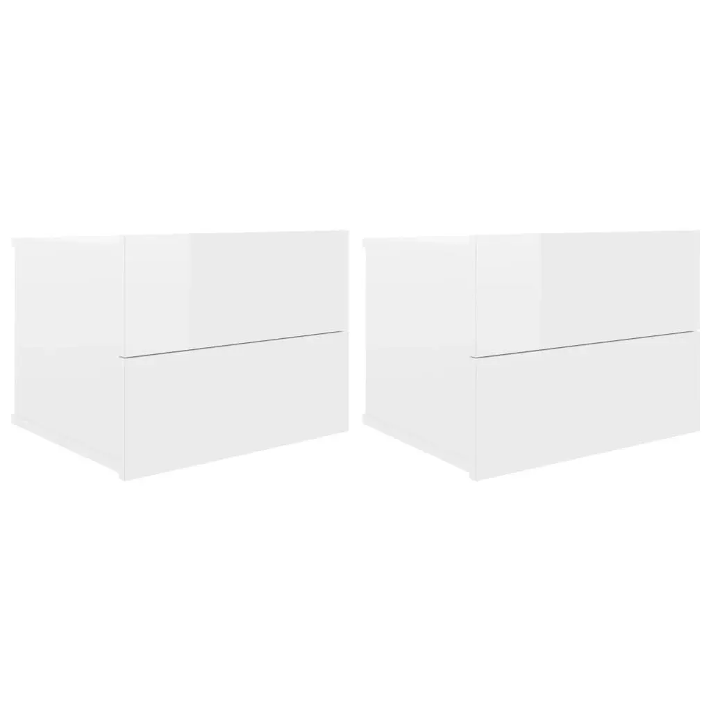 Bedside Cabinets 2 pcs High Gloss White 40x30x30 cm Engineered Wood 801066