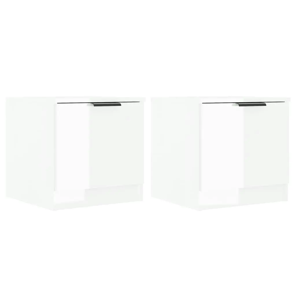 Bedside Cabinets 2 pcs High Gloss White 40x39x40 cm 811209