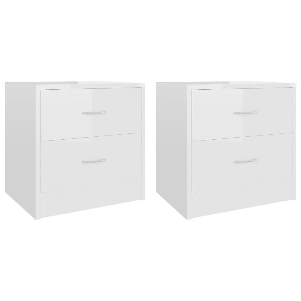 Bedside Cabinets 2 pcs High Gloss White 40x30x40 cm Engineered Wood 801048