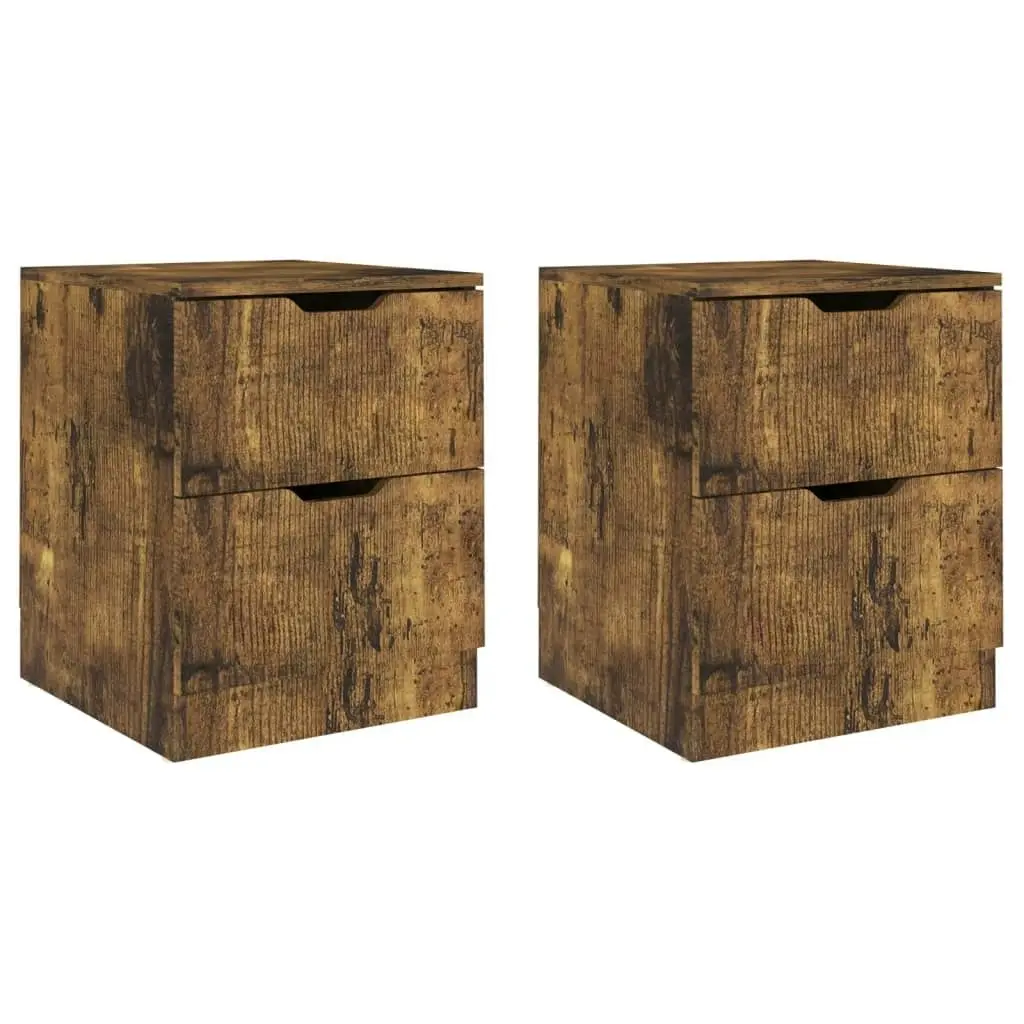 Bedside Cabinets 2 pcs Smoked Oak 40x40x50 cm Engineered Wood 326740