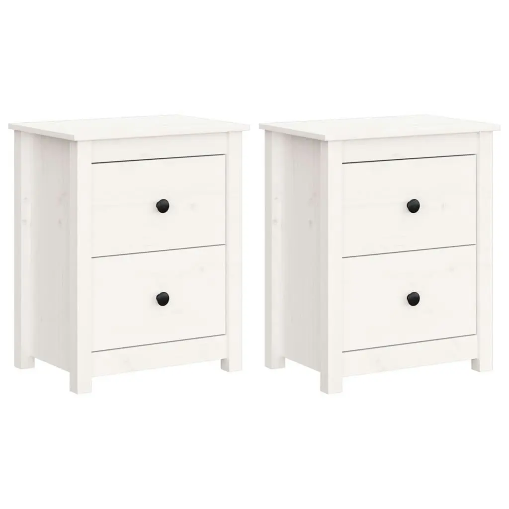 Bedside Cabinets 2 pcs White 50x35x61.5 cm Solid Wood Pine 813682