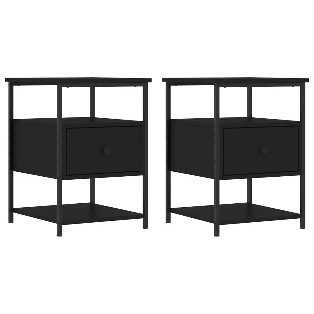 Bedside Cabinets 2 pcs Black 40x42x56 cm Engineered Wood 826024