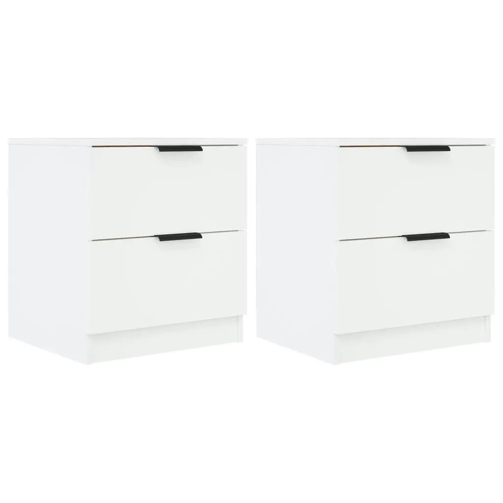 Bedside Cabinets 2 pcs White Engineered Wood 811215