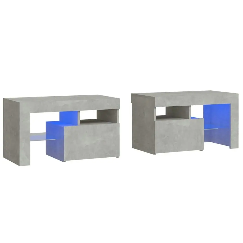 Bedside Cabinets 2 pcs with LED Lights Concrete Grey 70x36.5x40 cm 3152773