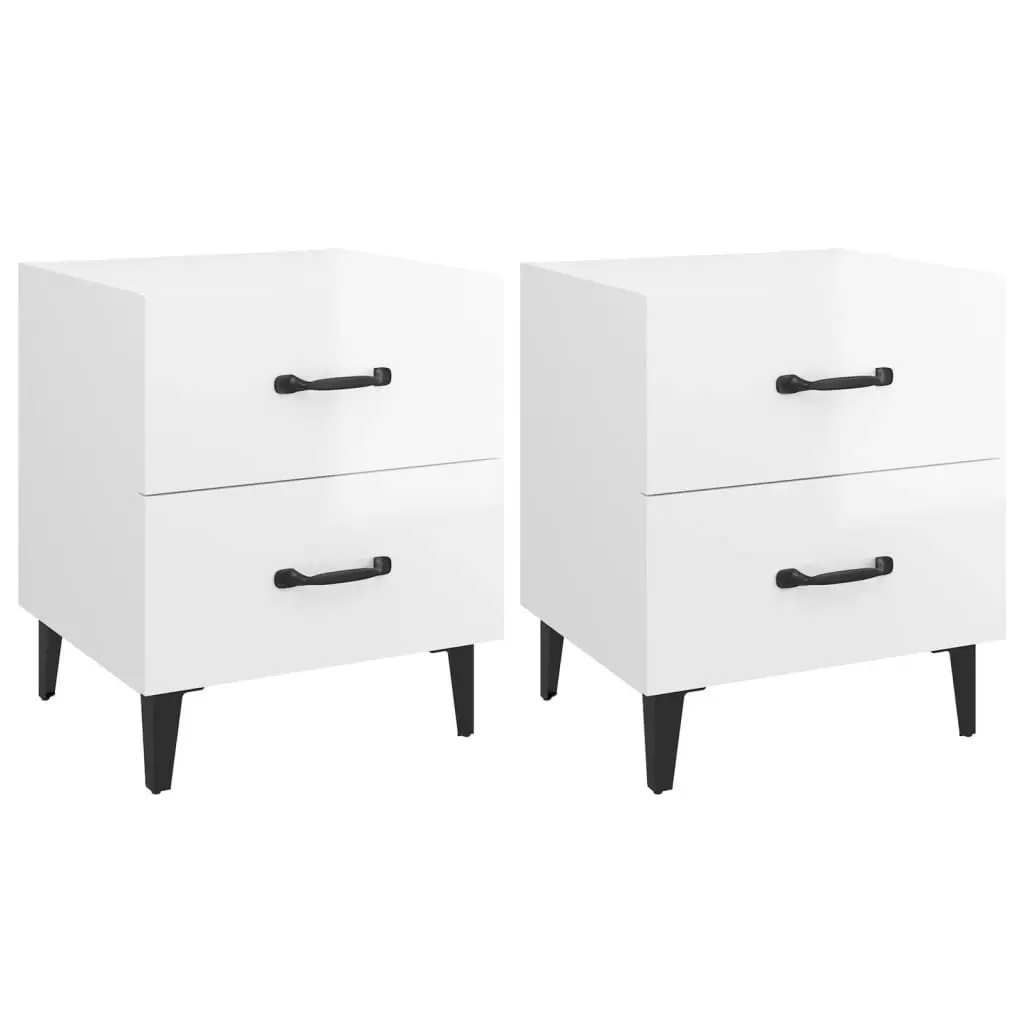 Bedside Cabinets 2 pcs High Gloss White 40x35x47.5 cm 812001