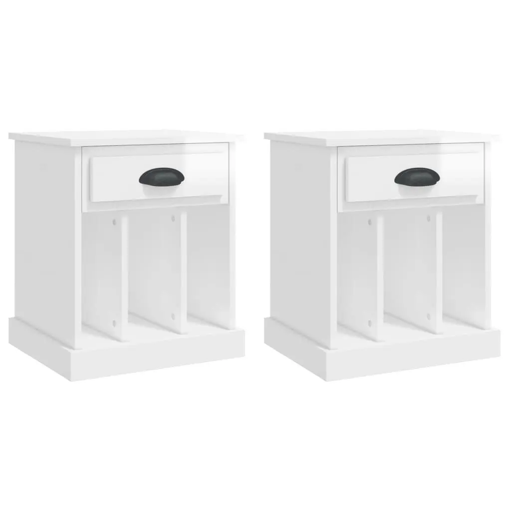 Bedside Cabinets 2 pcs High Gloss White 43x36x50 cm 816349