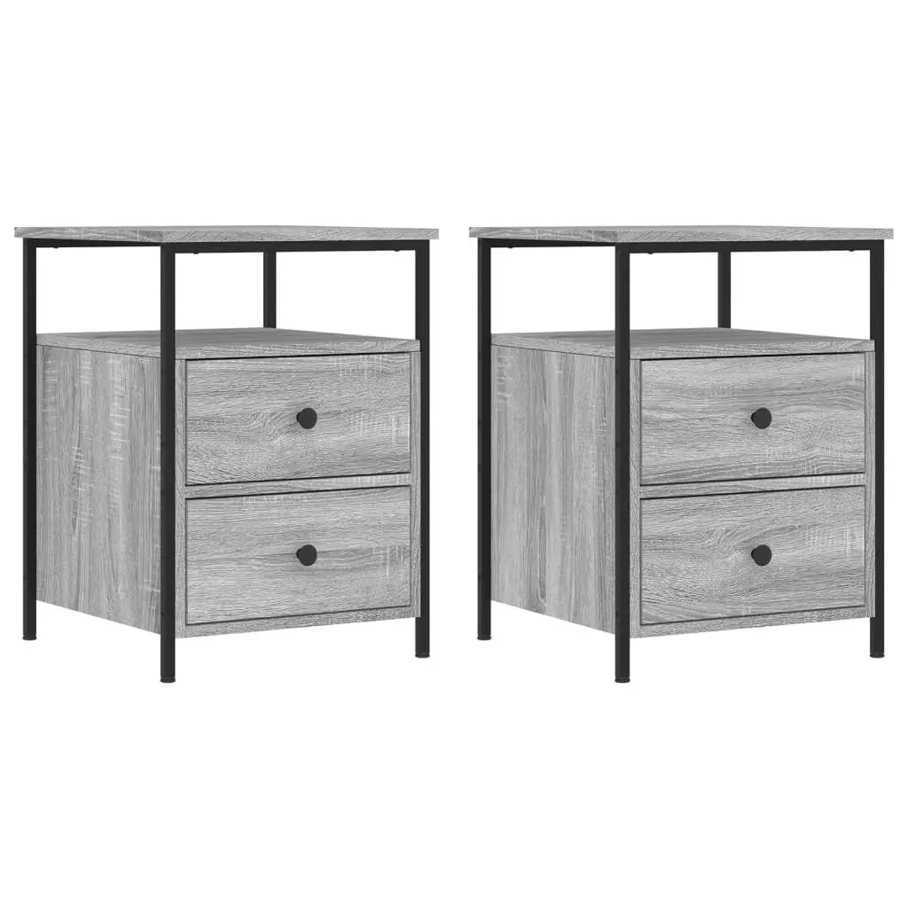 Bedside Cabinets 2 pcs Grey Sonoma 44x45x60 cm Engineered Wood 826010