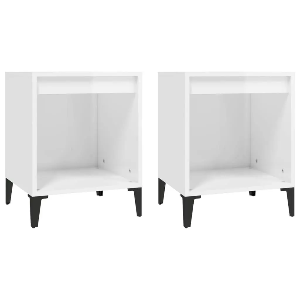 Bedside Cabinets 2 pcs High Gloss White 40x35x50 cm 821879