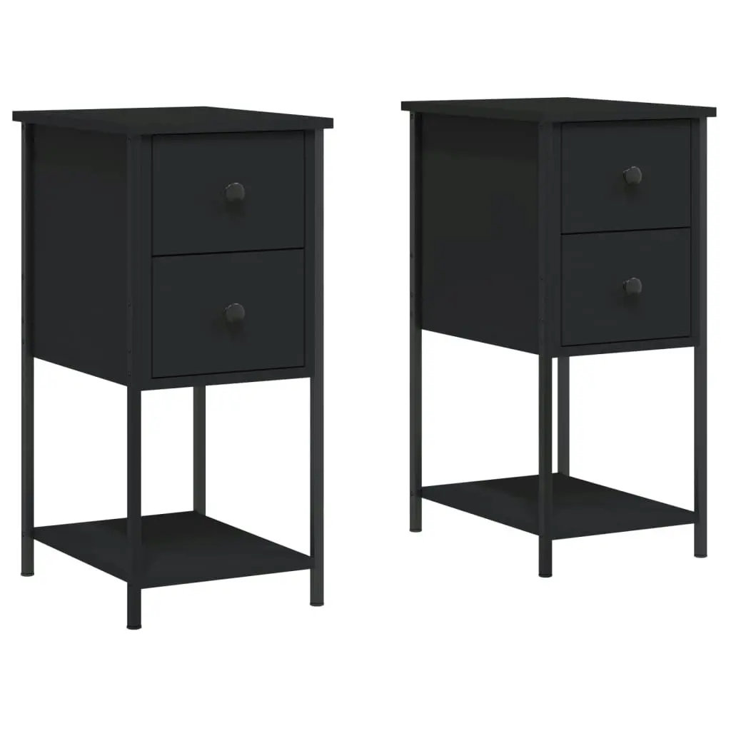 Bedside Cabinets 2 pcs Black 32x42x70 cm Engineered Wood 826094