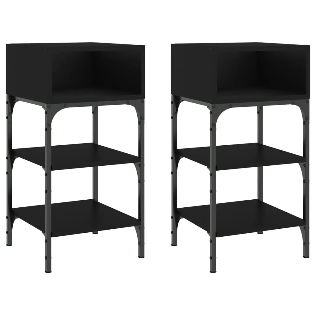 Bedside Tables 2 pcs Black 35x34.5x70 cm Engineered Wood 825884