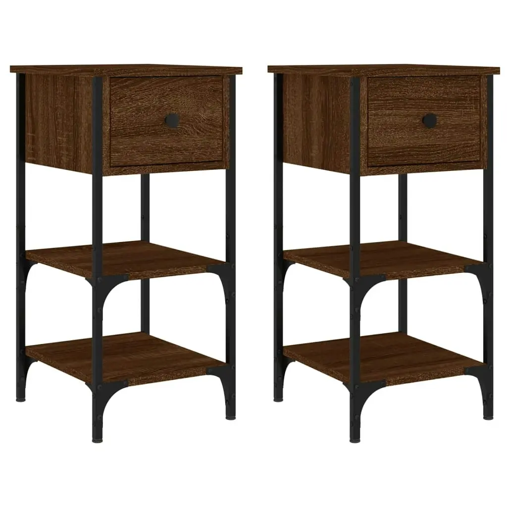 Bedside Cabinets 2 pcs Brown Oak 34x36x70 cm Engineered Wood 825982