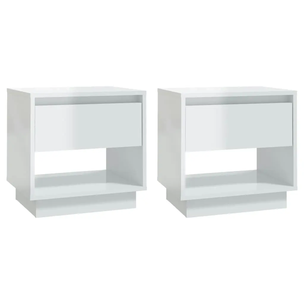 Bedside Cabinets 2 pcs High Gloss White 45x34x44 cm Engineered Wood 809525