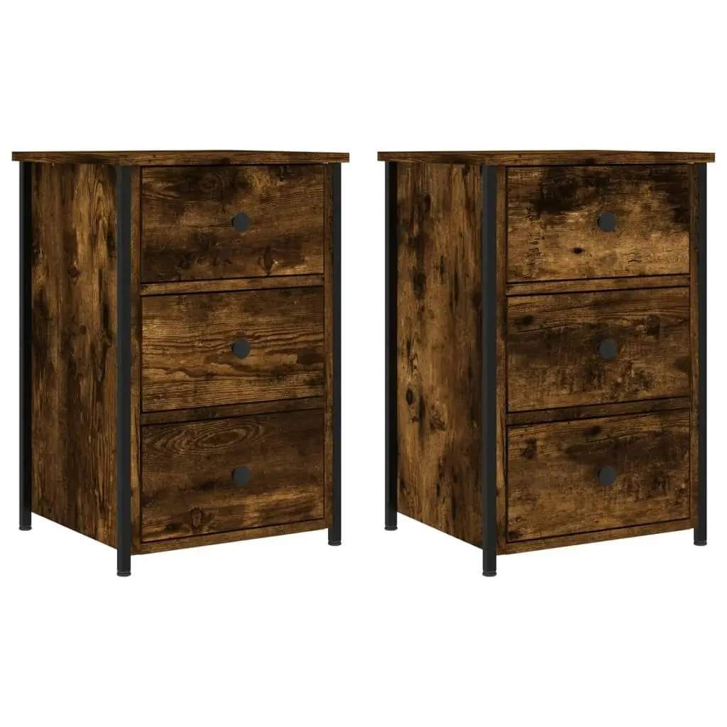 Bedside Cabinets 2 pcs Smoked Oak 40x36x60 cm Engineered Wood 825998