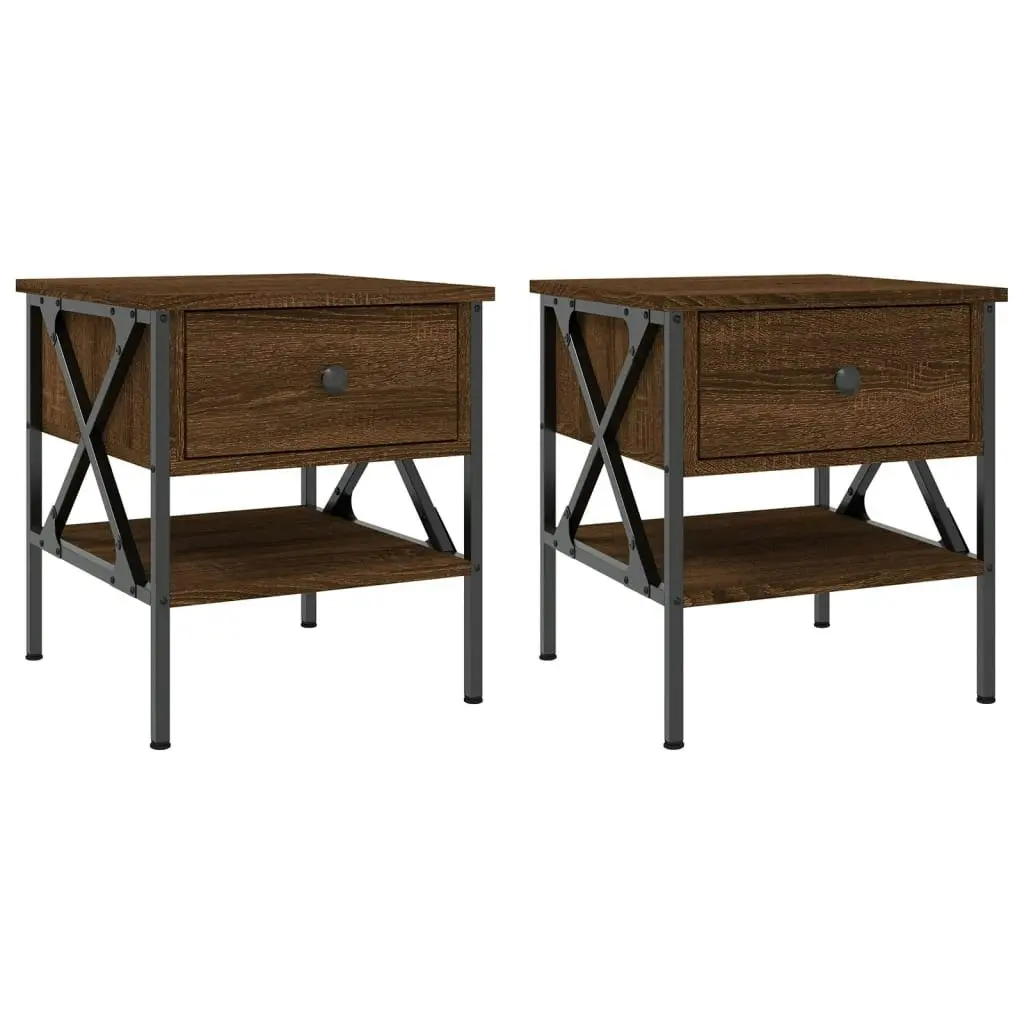 Bedside Tables 2 pcs Brown Oak 40x42x45 cm Engineered Wood 825962