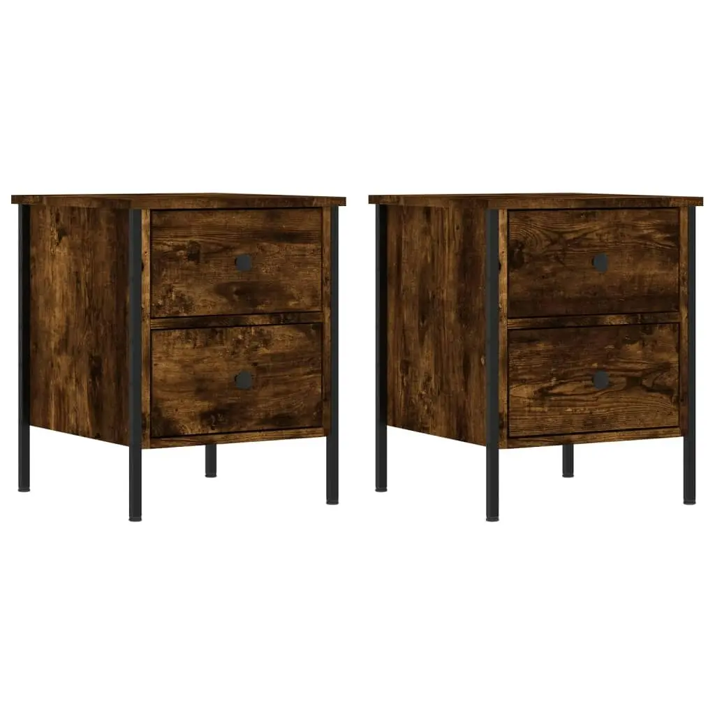 Bedside Cabinets 2 pcs Smoked Oak 40x42x50 cm Engineered Wood 825988