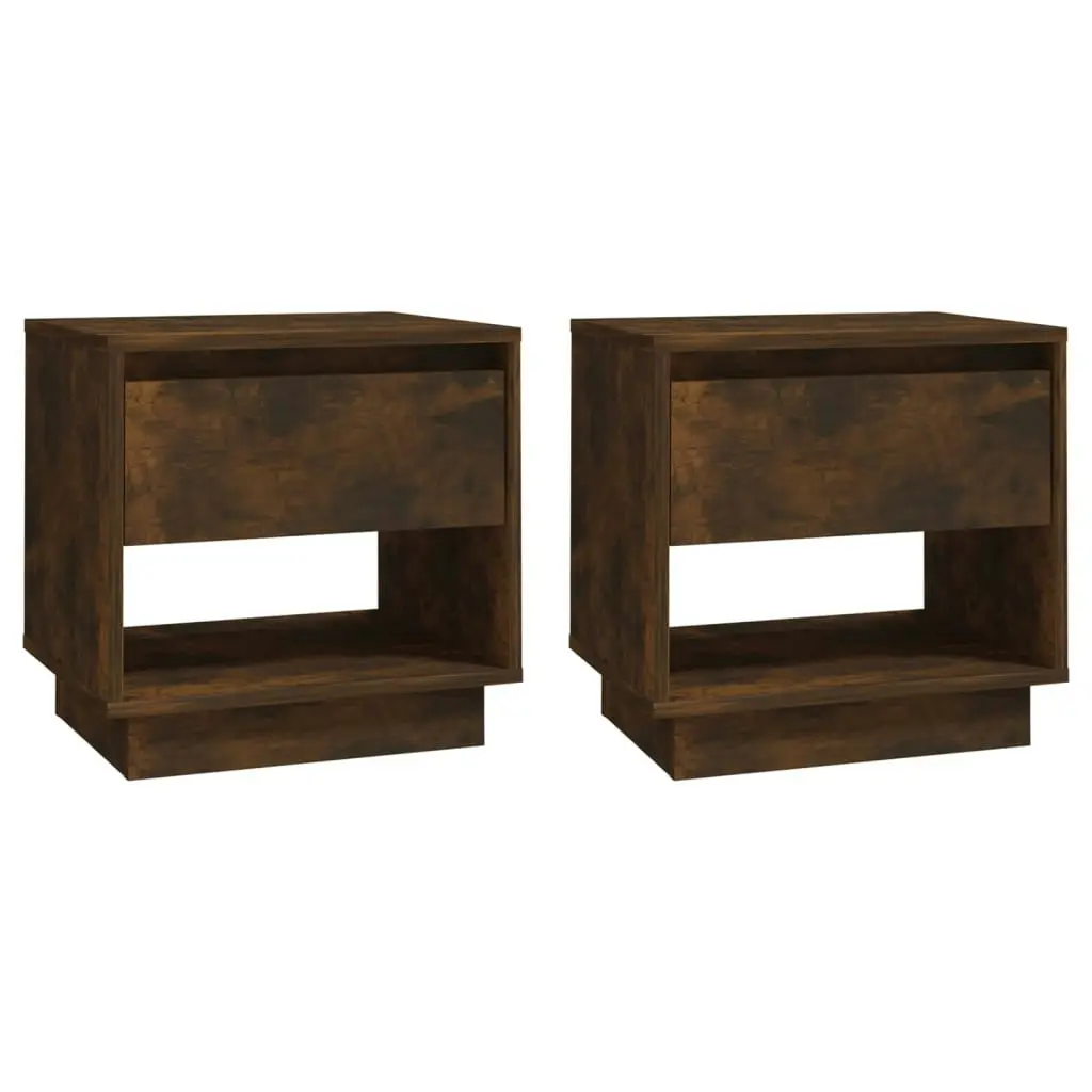 Bedside Cabinets 2 pcs Smoked Oak 45x34x44 cm Engineered Wood 812982