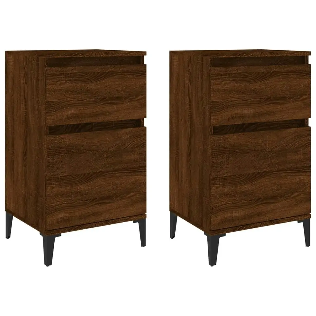 Bedside Cabinets 2 pcs Brown Oak 40x35x70 cm 819723