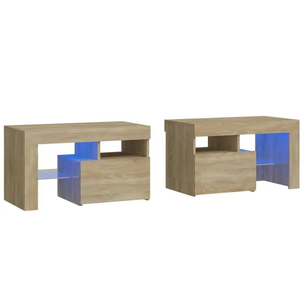 Bedside Cabinets 2 pcs with LED Lights Sonoma Oak 70x36.5x40 cm 3152772