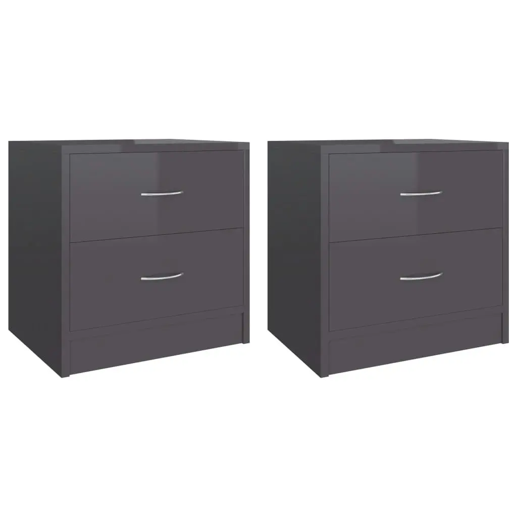 Bedside Cabinets 2 pcs High Gloss Grey 40x30x40 cm Engineered Wood 801052