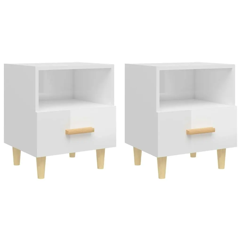 Bedside Cabinets 2 pcs High Gloss White 40x35x47 cm 812019