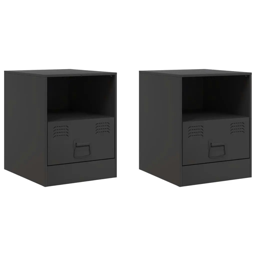 Bedside Cabinets 2pcs Black 34.5x39x44 cm Steel 841752