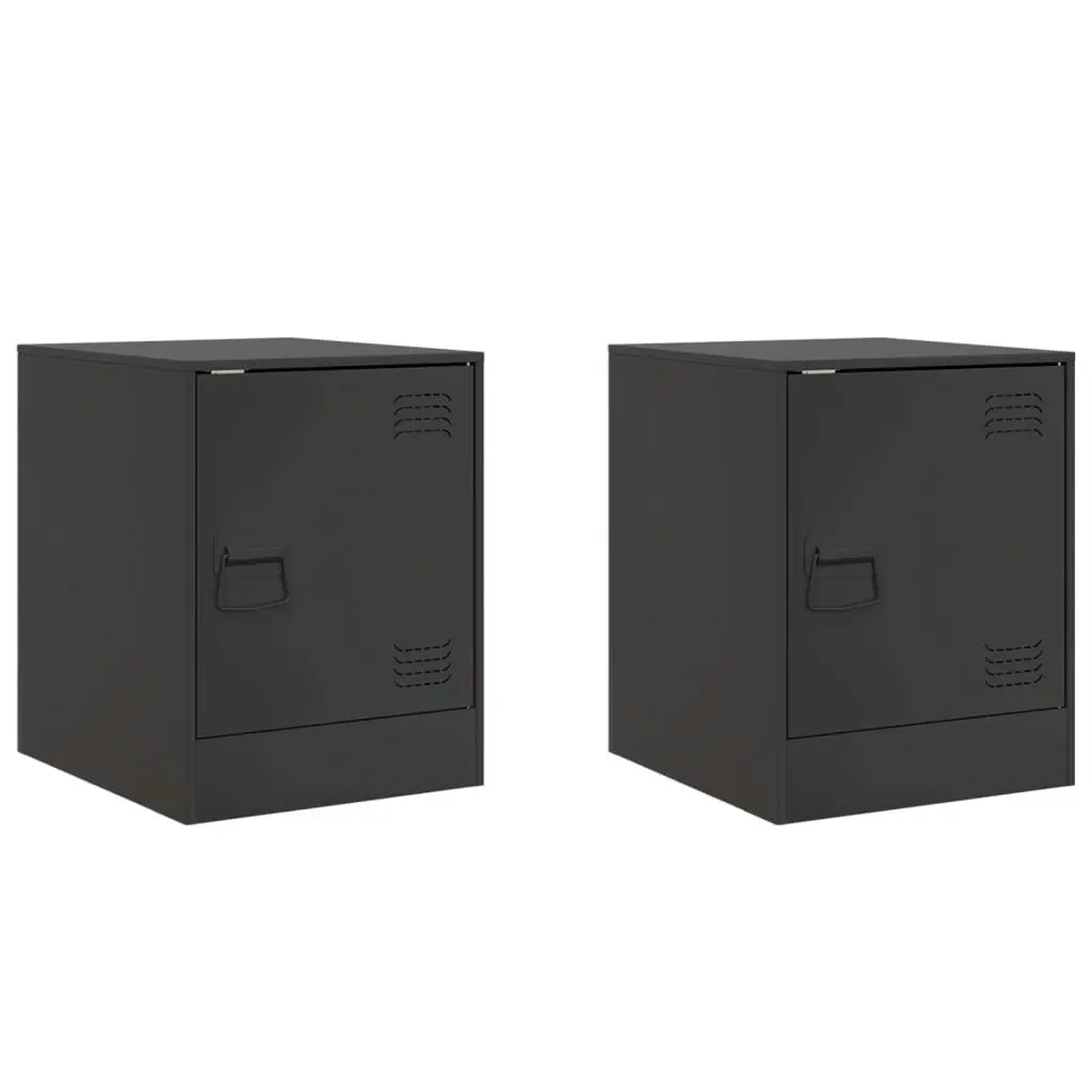 Bedside Cabinets 2pcs Black 34.5x39x44 cm Steel 841608