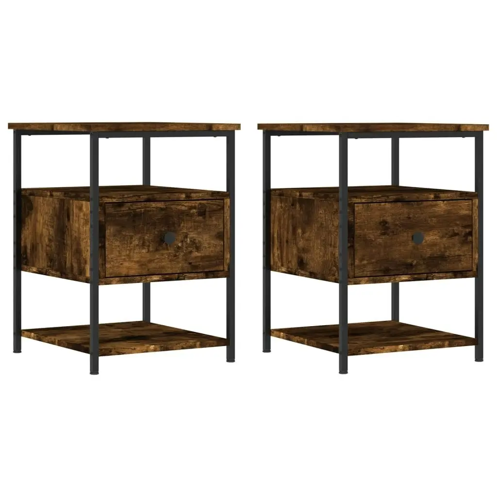 Bedside Cabinets 2 pcs Smoked Oak 40x42x56 cm Engineered Wood 826028