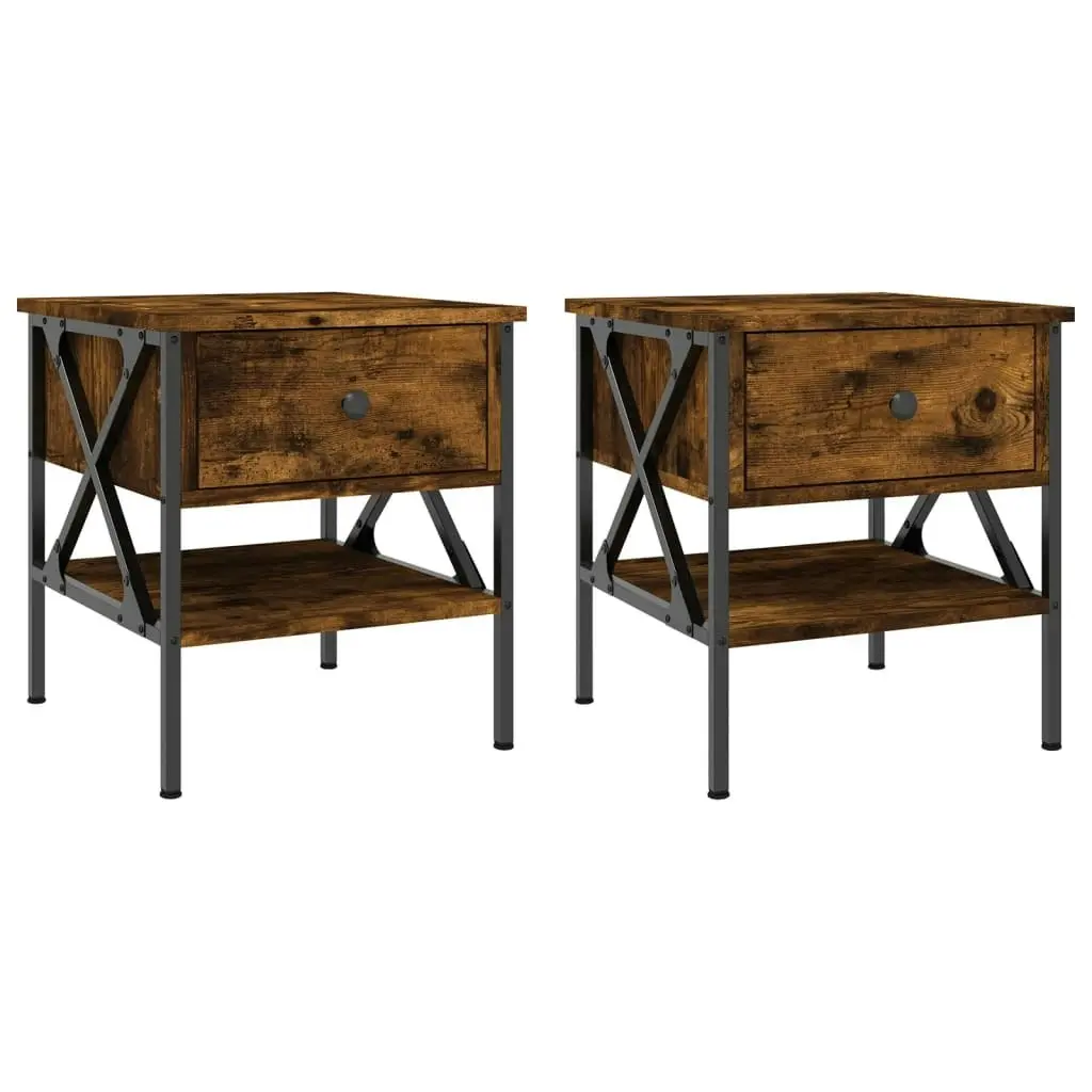 Bedside Tables 2 pcs Smoked Oak 40x42x45 cm Engineered Wood 825958