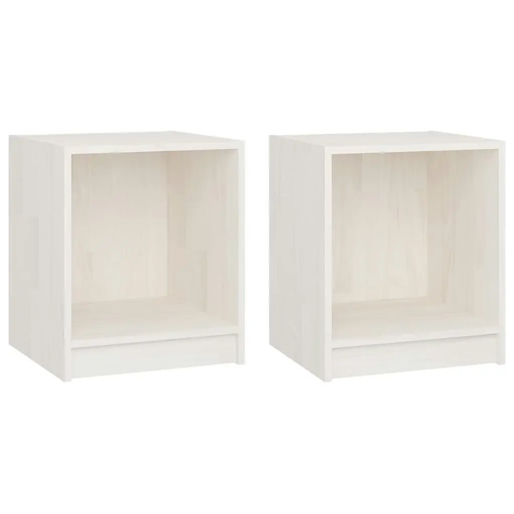 Bedside Cabinets 2 pcs White 35.5x33.5x41.5 cm Solid Pinewood 809922