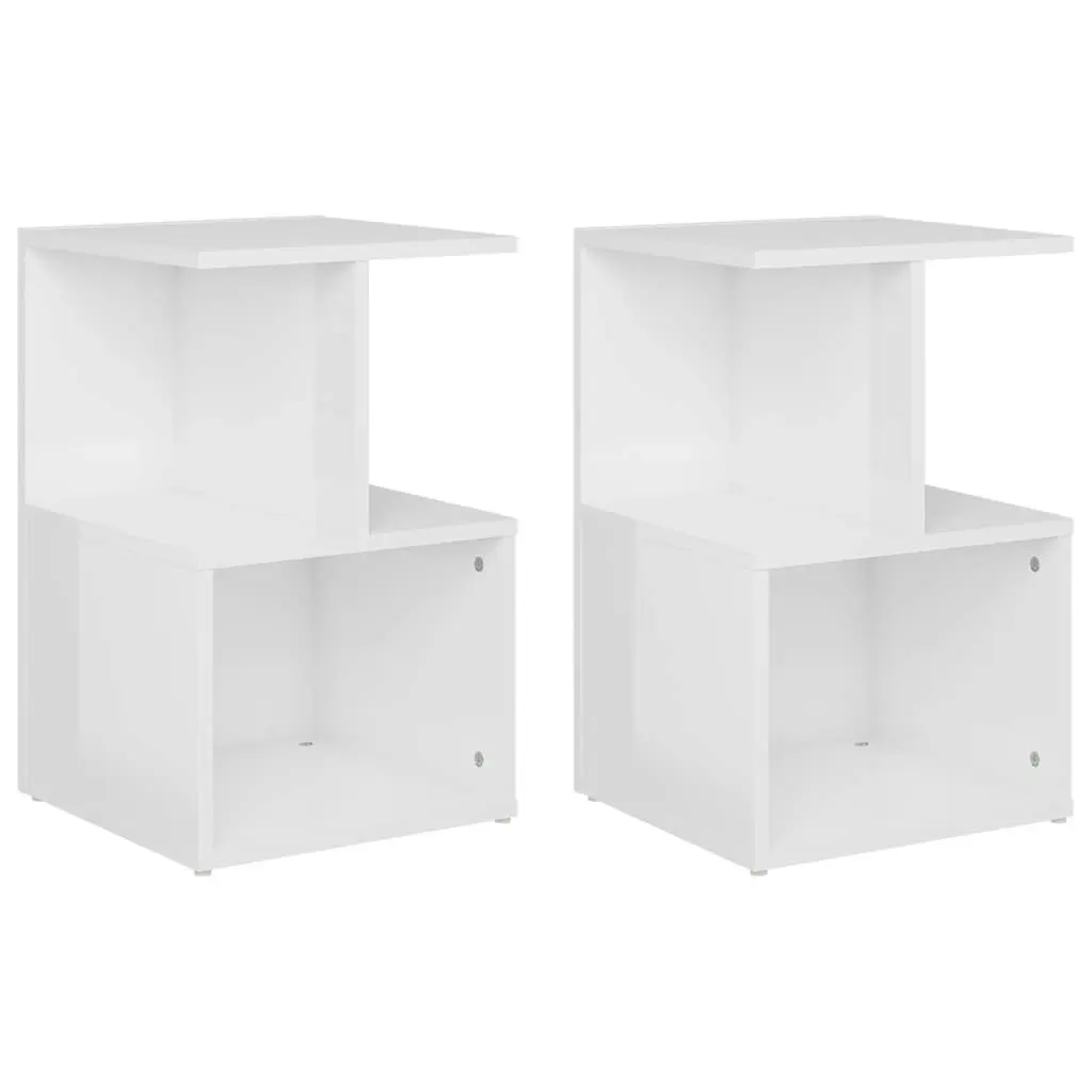 Bedside Cabinets 2 pcs High Gloss White 35x35x55 cm Engineered Wood 806359