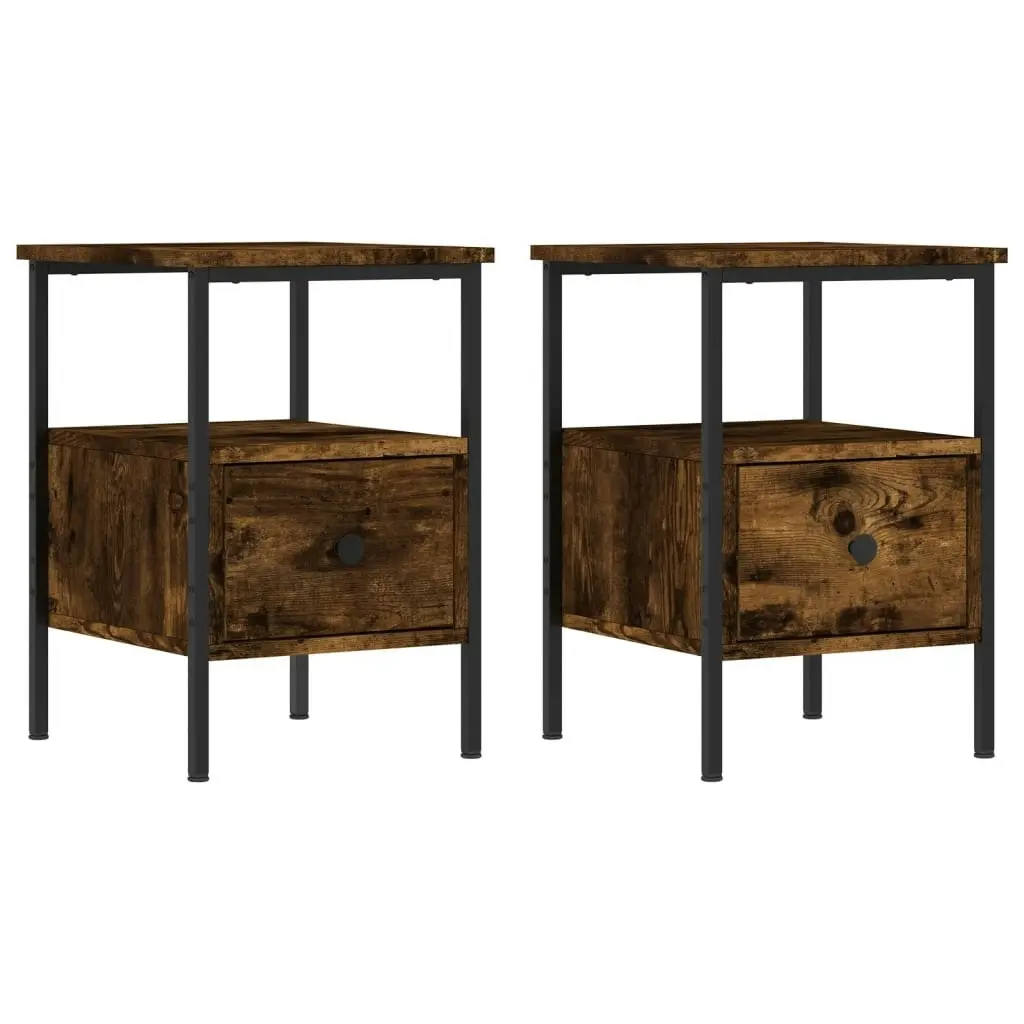 Bedside Cabinets 2 pcs Smoked Oak 34x36x50 cm Engineered Wood 826048