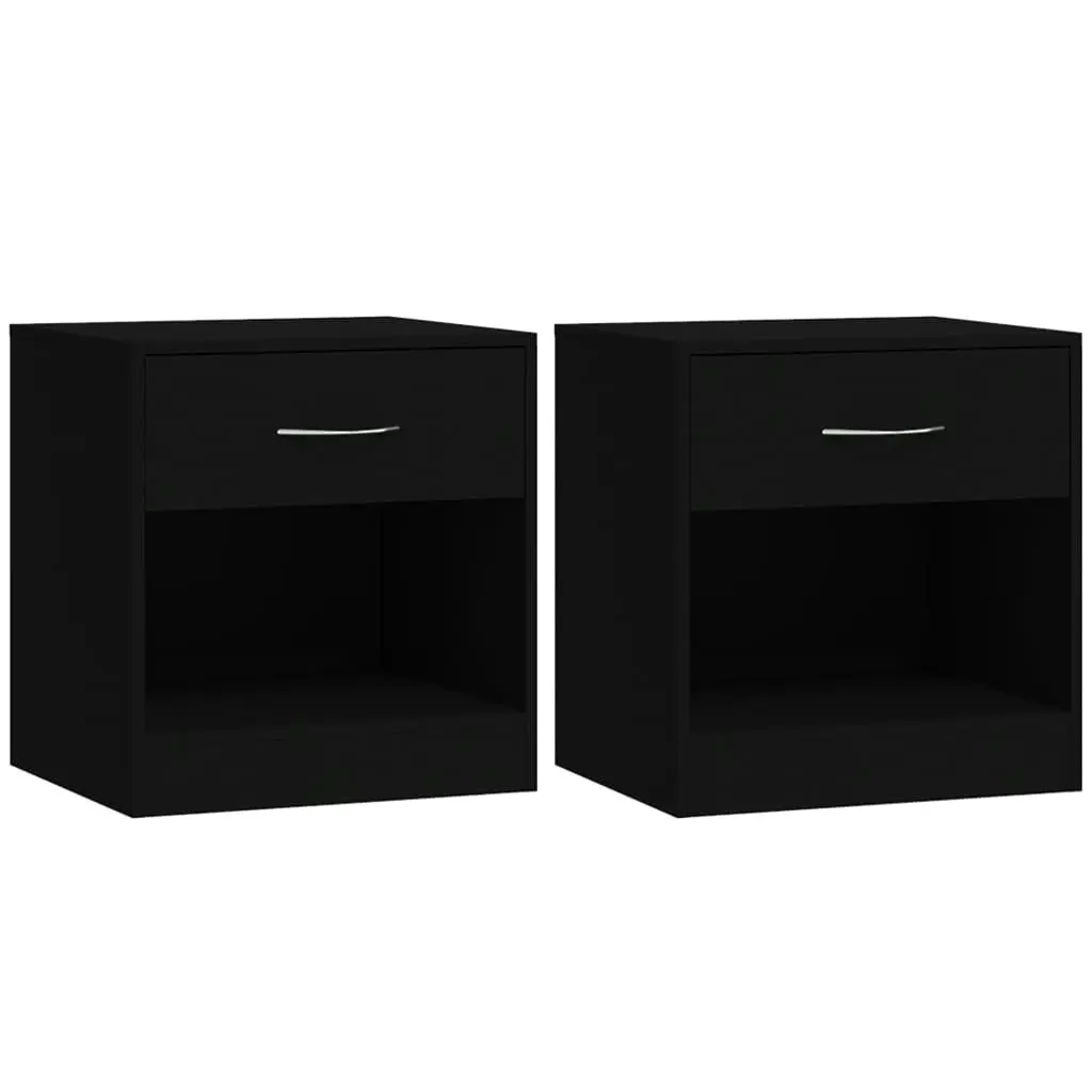 Bedside Cabinets 2 pcs with Drawer Black 342583