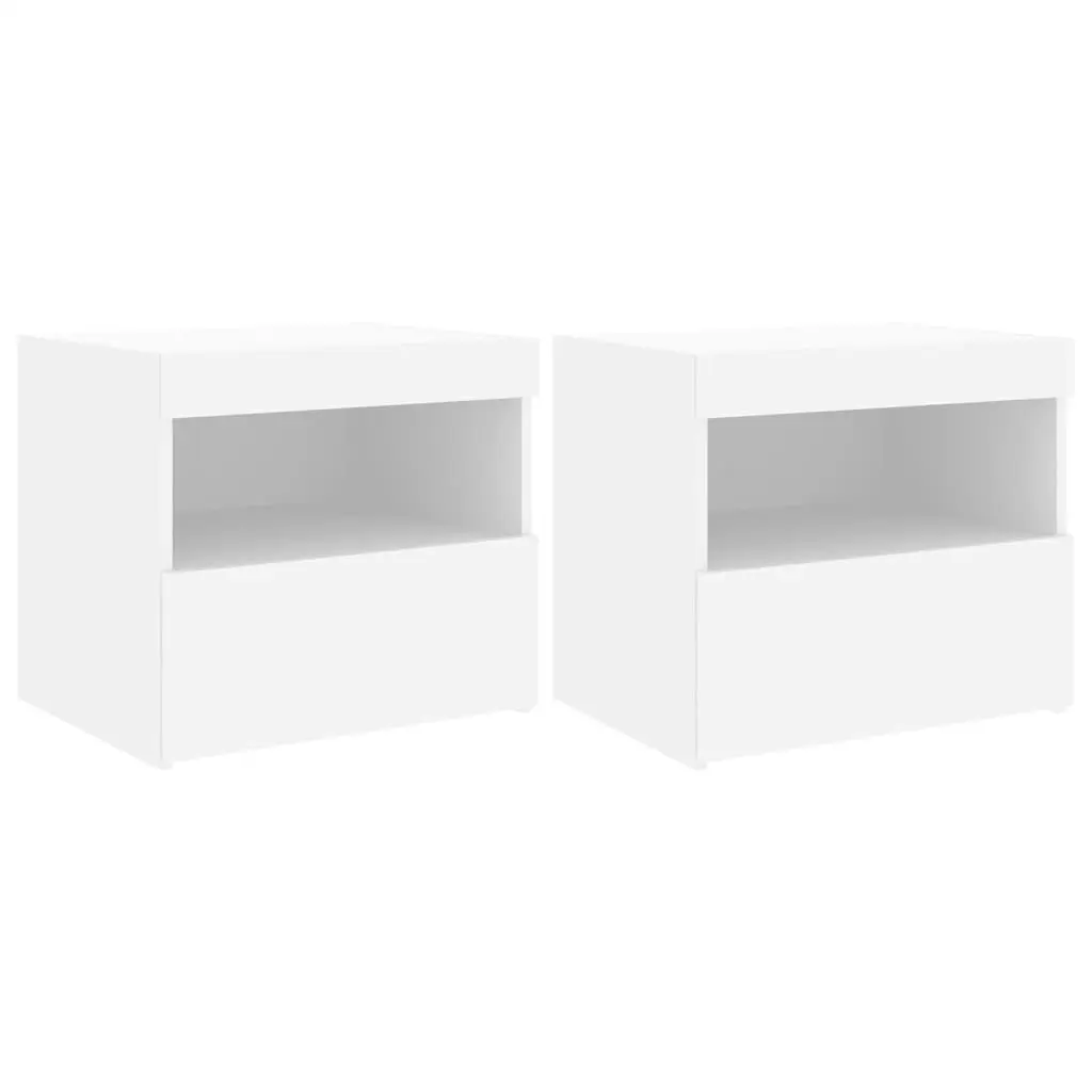 Bedside Cabinets with LED Lights 2 pcs White 50x40x45 cm 836764