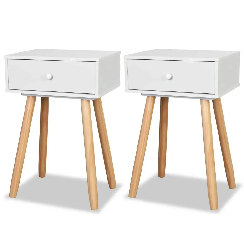 Bedside Tables 2 pcs Solid Pinewood 40x30x61 cm White 244740