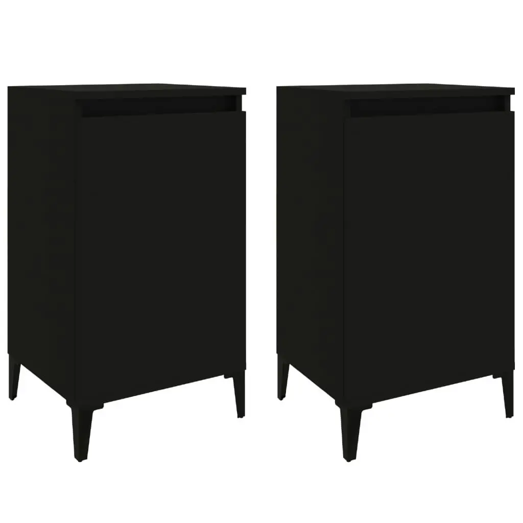 Bedside Cabinets 2 pcs Black 40x35x70 cm Engineered Wood 819647