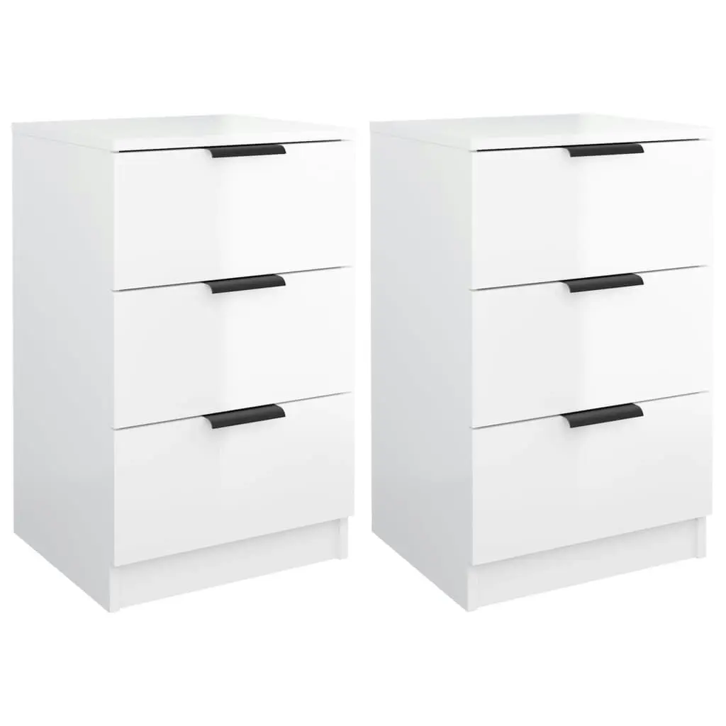 Bedside Cabinets 2 pcs High Gloss White 40x36x65 cm 811281