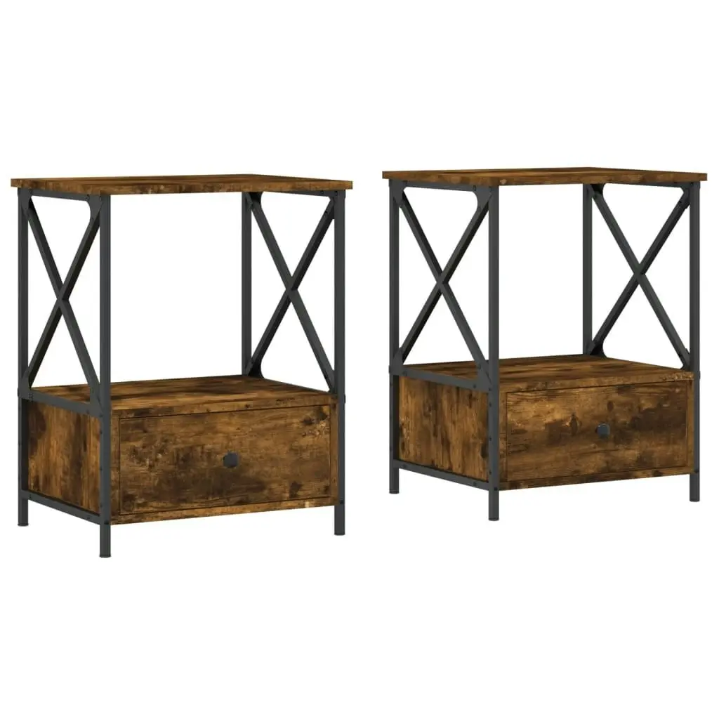 Bedside Tables 2 pcs Smoked Oak 50x41x65 cm Engineered Wood 826088