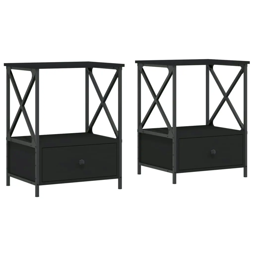 Bedside Tables 2 pcs Black 50x41x65 cm Engineered Wood 826084