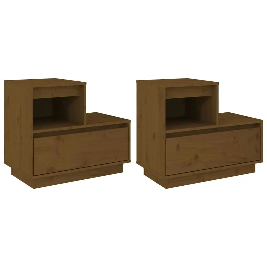 Bedside Cabinets 2 pcs Honey Brown 60x34x51 cm Solid Wood Pine 814381