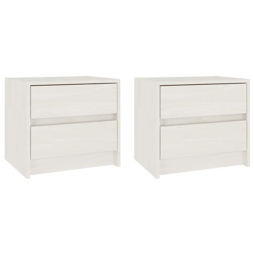 Bedside Cabinets 2 pcs White 40x30.5x35.5 cm Solid Pine Wood 808076