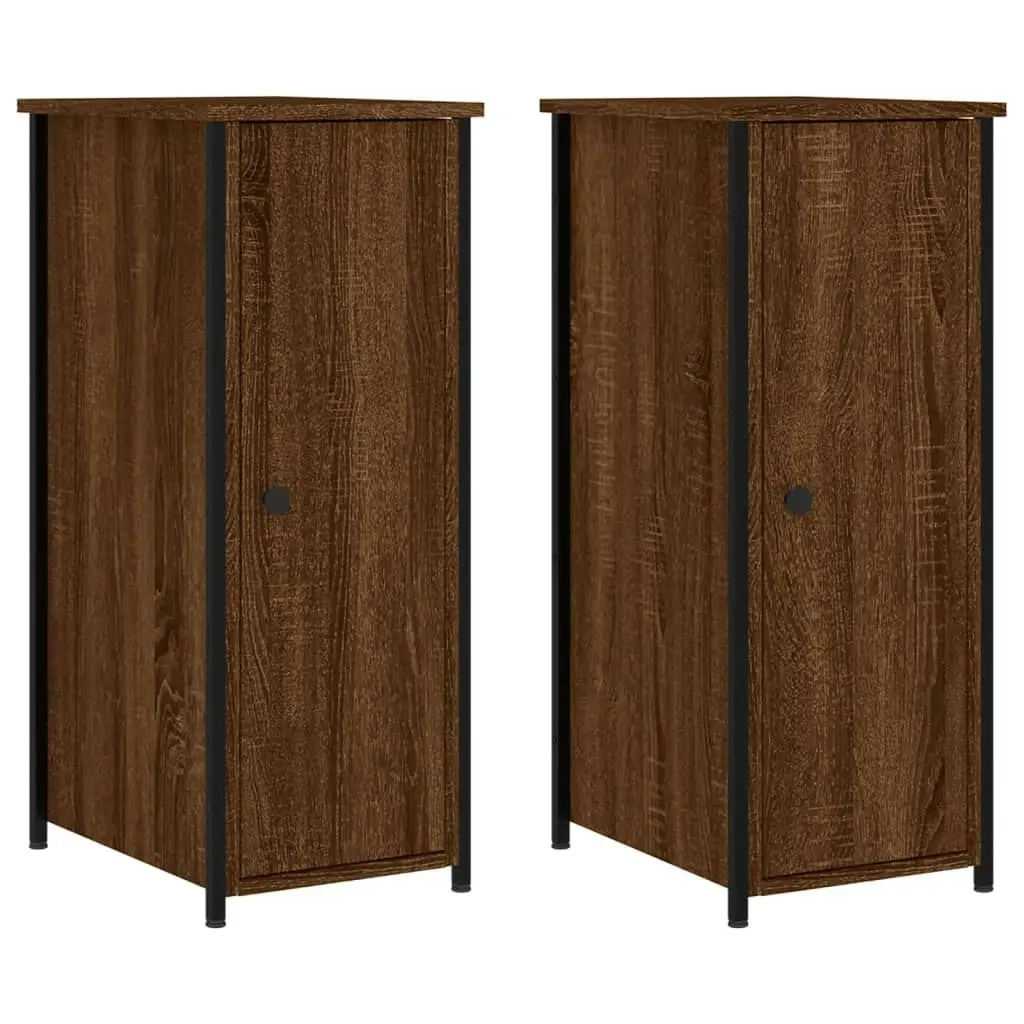 Bedside Cabinets 2 pcs Brown Oak 32x42x80 cm Engineered Wood 825972