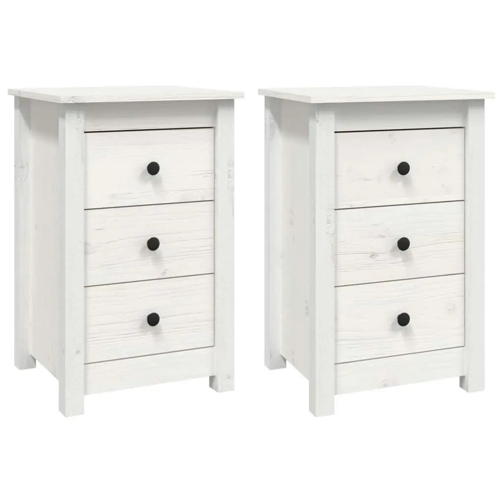 Bedside Cabinets 2 pcs White 40x35x61.5 cm Solid Wood Pine 813702