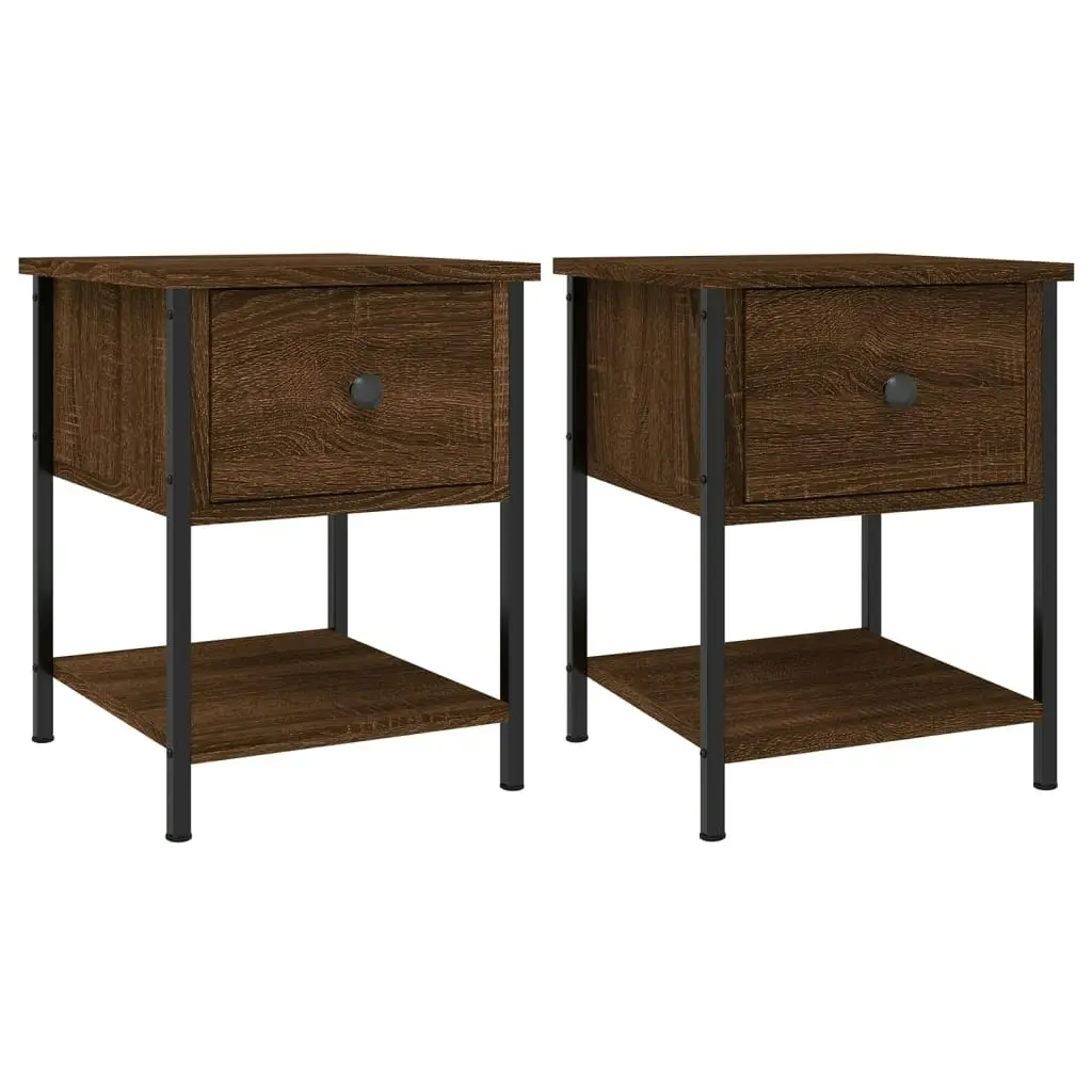 Bedside Tables 2 pcs Brown Oak 34x35.5x45 cm Engineered Wood 825862