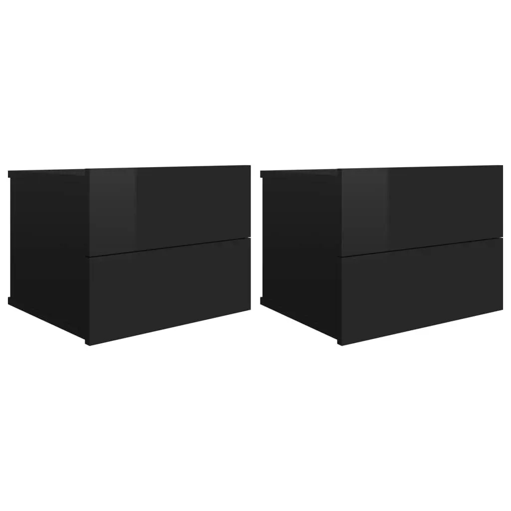 Bedside Cabinets 2 pcs High Gloss Black 40x30x30 cm Engineered Wood 801068